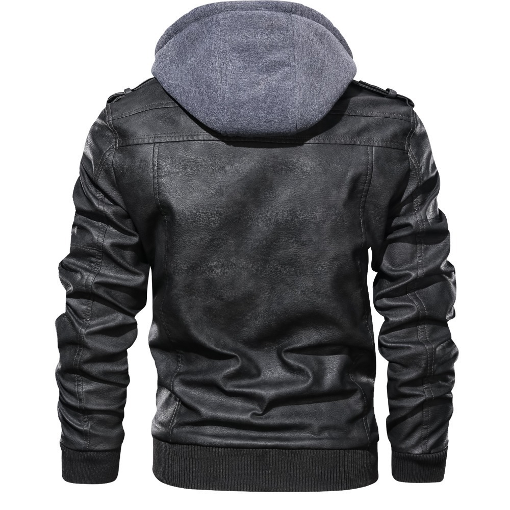 Leather Jacket Black Autumn Men's Coat Slim Fit Zipper