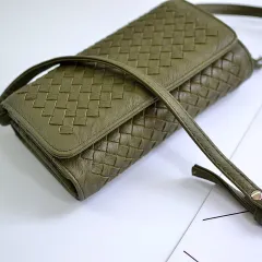 Handmade Ladies Woven Bag Multi-purpose Long Wallet - Green - View 1