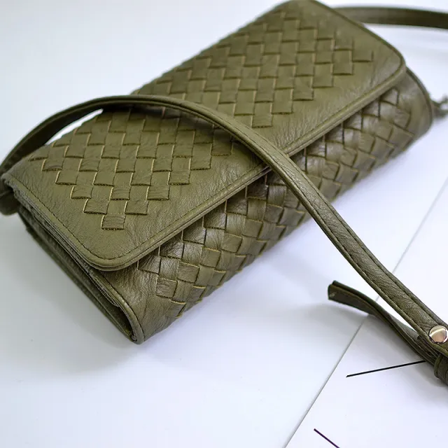 Handmade Ladies Woven Bag Multi purpose Long Wallet Green - Shop at LoveMi