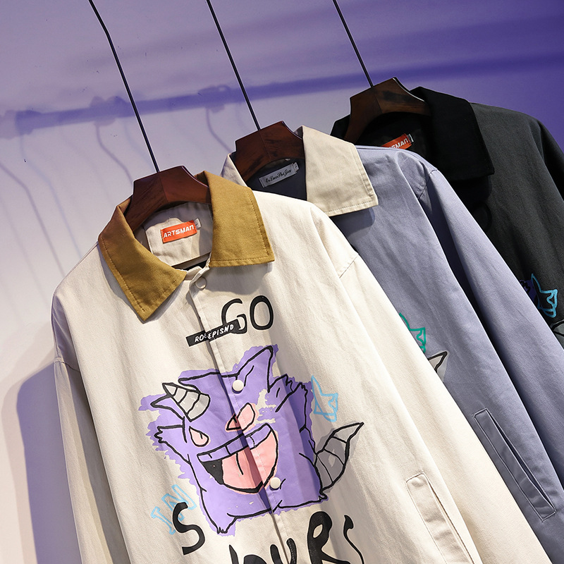 Female Casual Cartoon Doodle Top Coat