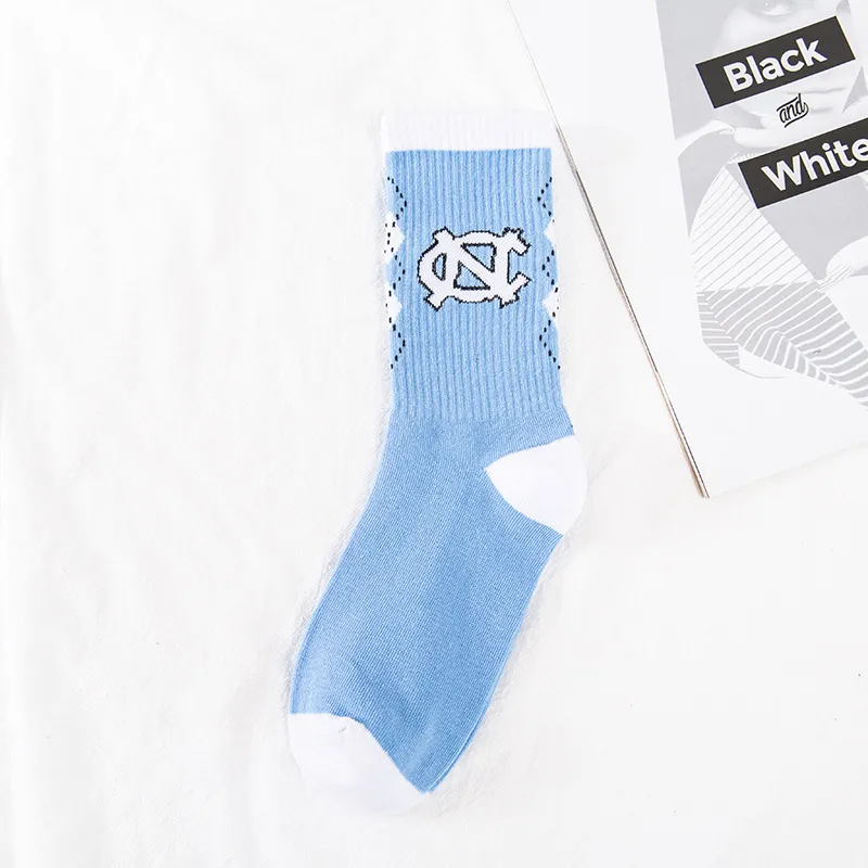 Blue And White Lightning Trend Basketball Socks - White