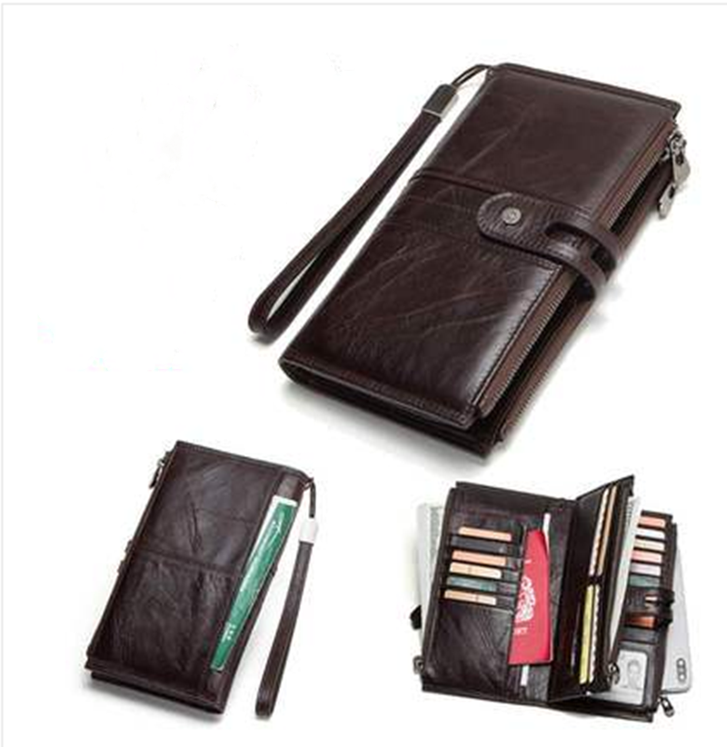 First Layer Cowhide Imported Leather Retro mMn's Clutch