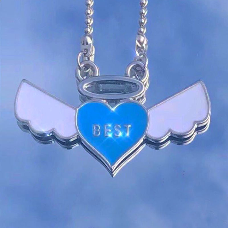 Hip Hop Metal Angel Demon Letter Pendant Necklace