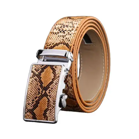 Snake Leather Automatic Buckle Belt Man