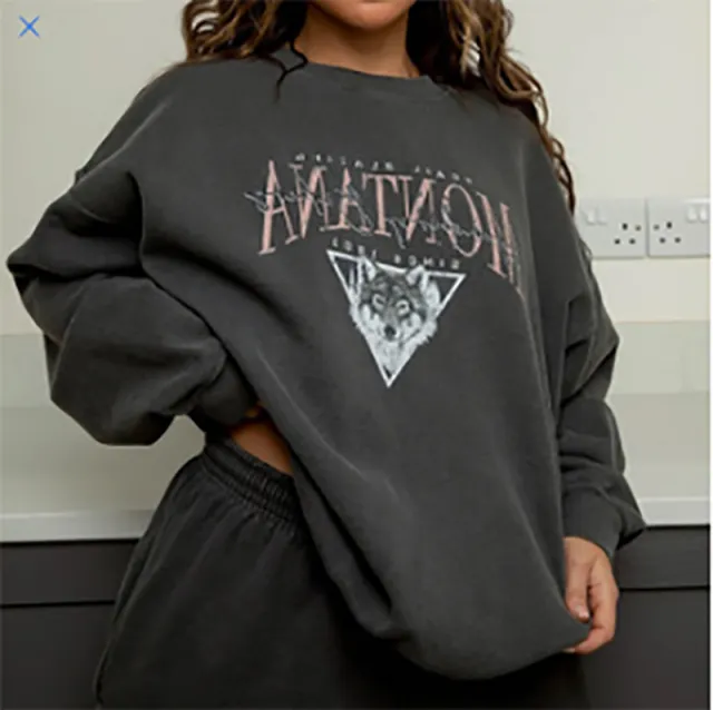 Sports And Leisure Round Neck Pullover Sweater Printing Style Dark Gray - Shop at LoveMi