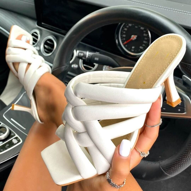 Square Head Toe High Heel Sandals Girl