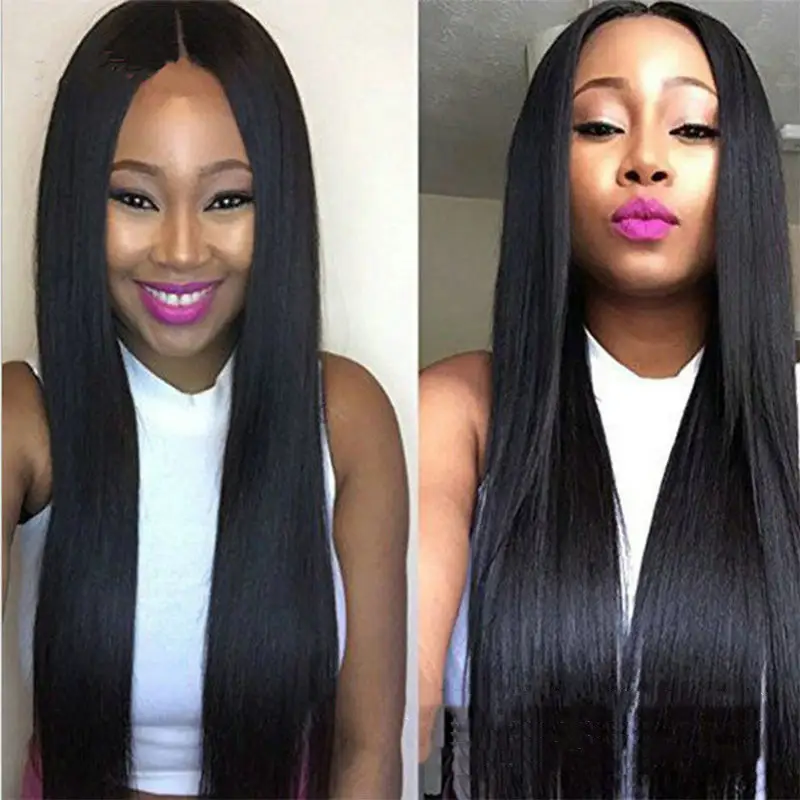 Full Headgear Style Split Black Long Straight Fashion Wig