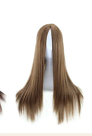 Full Headgear Style Split Black Long Straight Fashion Wig Light Brown - Shop at LoveMi