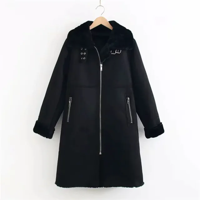 Women's European And American Style Casual Long Cotton Coat Black - Shop at LoveMi
