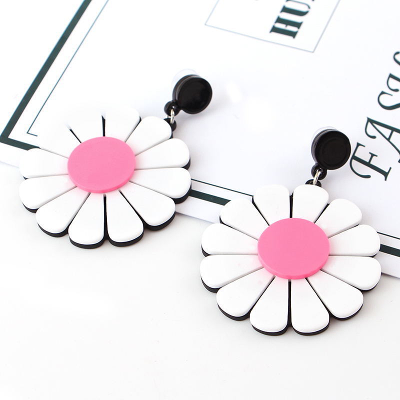 Sun Flower Daisy Flower Big Earrings Women