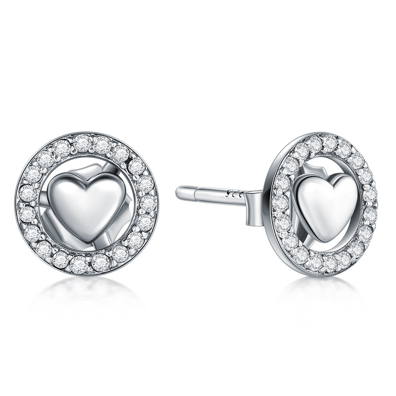 Small Silver Bean Love S925 Sterling Silver Stud Earrings