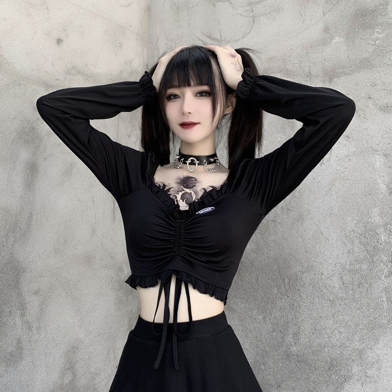 Women's Trumpet Sleeve V-Neck Long Sleeve T-Shirt