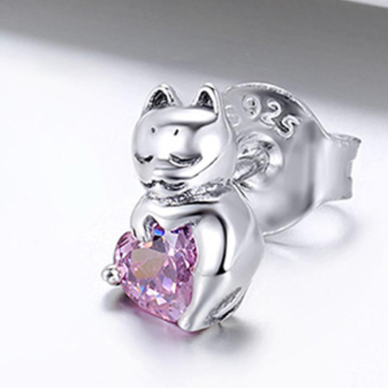 S925 Sterling Silver Cute Cat Jewelry Earrings