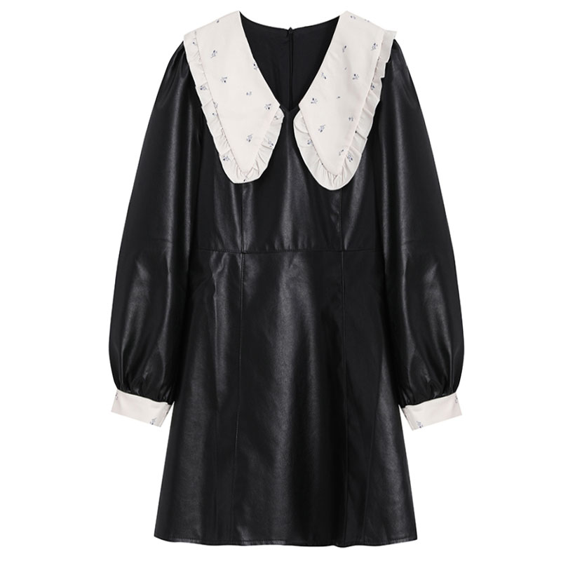 French Retro Doll Collar Black Inner Dress Women