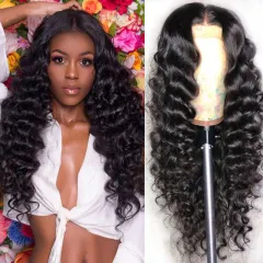 Human Hair Loose Deep Lace Frontal Wigs 13x4 Headgear - View 1