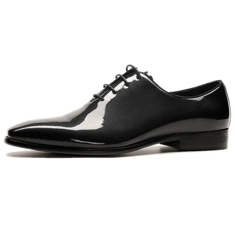 Pointed Toe Cowhide Business Suit Low-top Patent Leather Shoes
