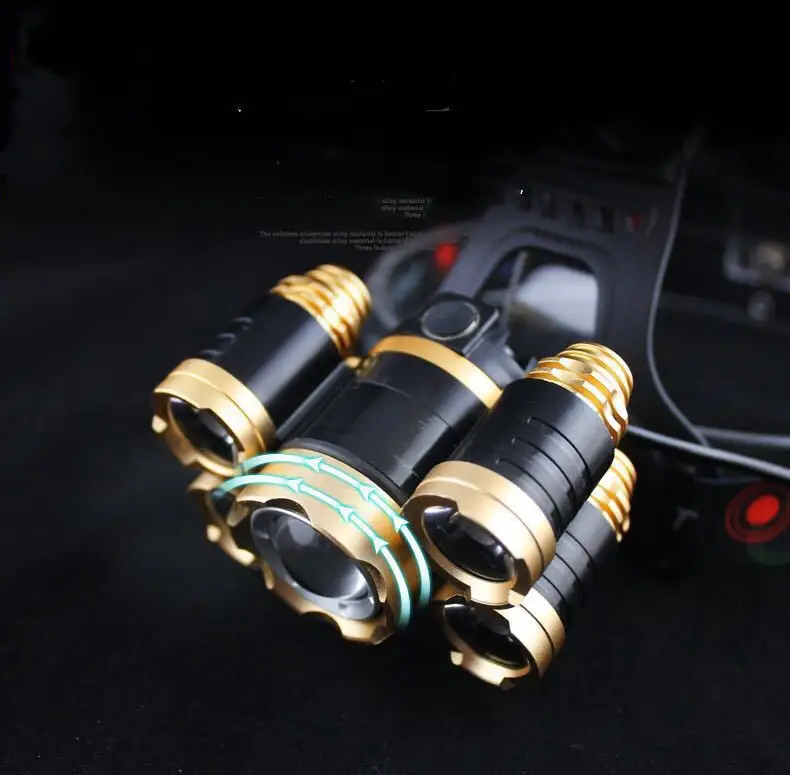 Led Golden Telescopic Focusing 5 lights Aircraft Headlight