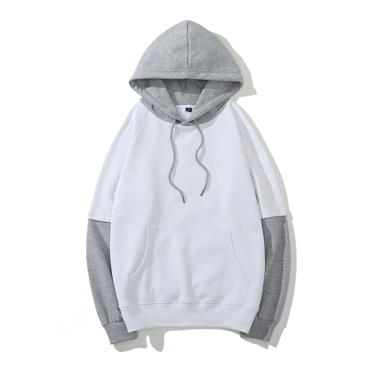 Hooded Pullover Sweater Male Youth Loose Stitching Fake Two Long Sleeves