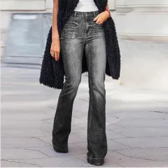 Patch Pocket Sexy Skinny Wide-leg Flared Trousers - Black - View 1
