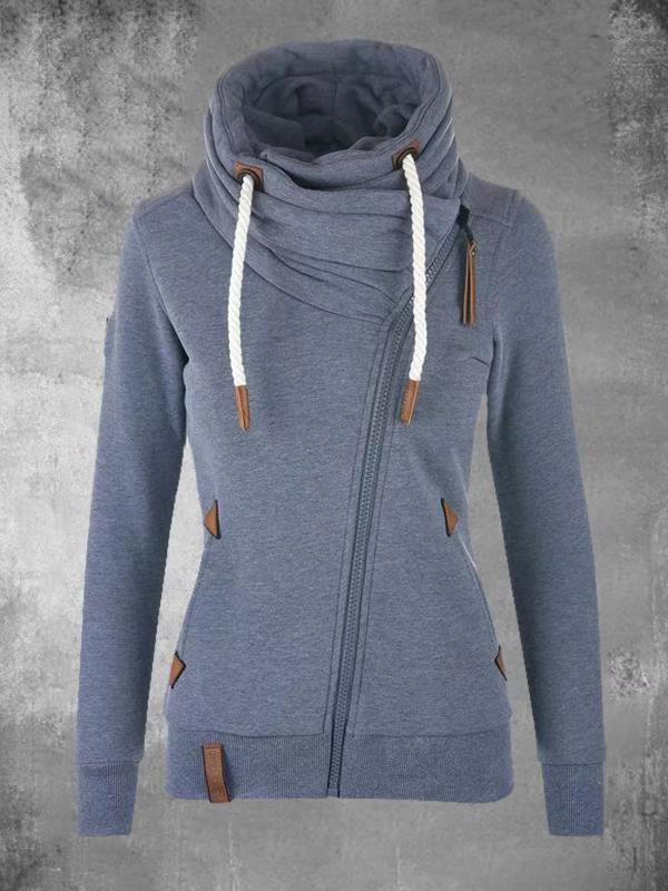 European and American Side Zipper Hooded Fleece Sweater