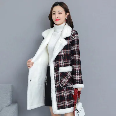 Cashmere Like Thickened Medium Length Cotton Padded Jacket Black - Shop at LoveMi