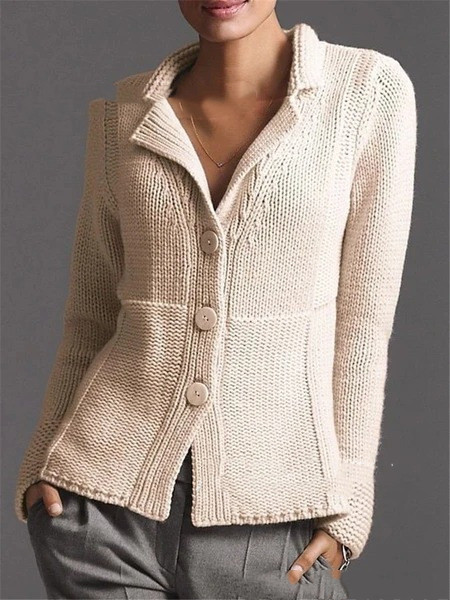 Warm Solid Color Single-Breasted Slim Cardigan Sweater - Picture 6 of 11
