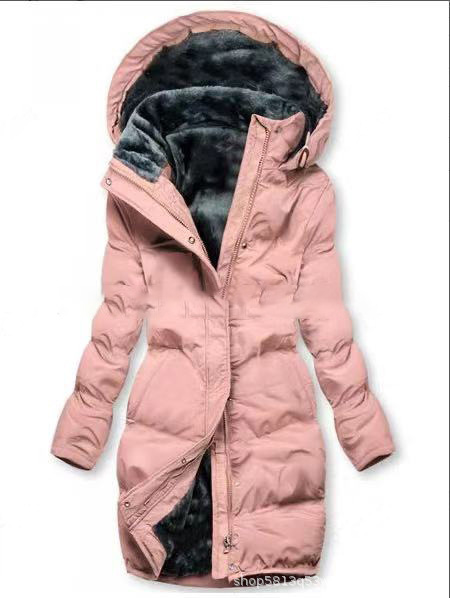 Amazon Foreign Trade Medium-Length Hooded Cotton Coat