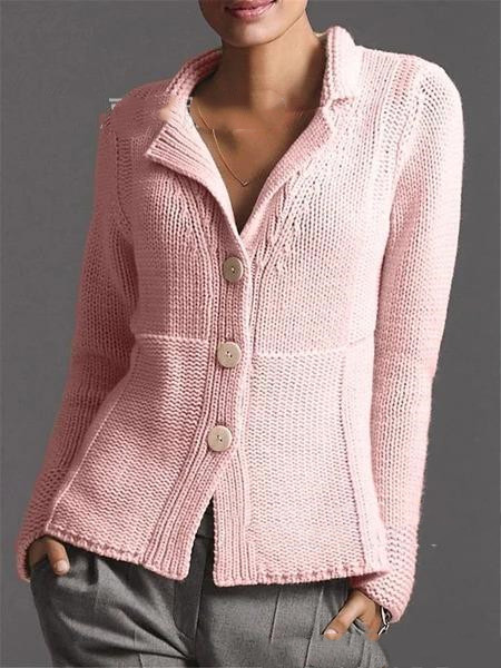Warm Solid Color Single-Breasted Slim Cardigan Sweater - Picture 9 of 11