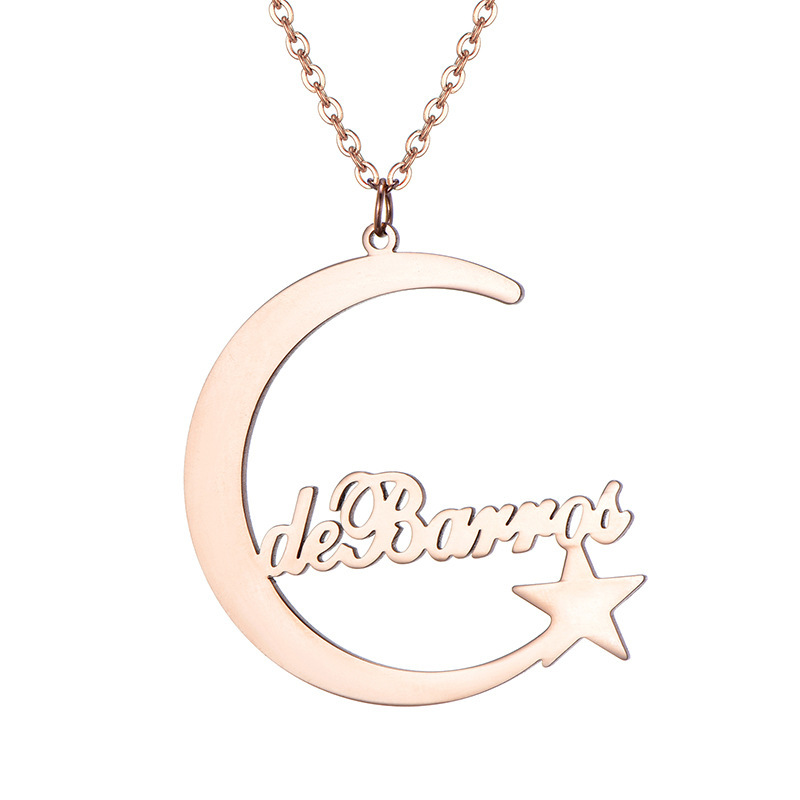DIY Stainless Steel Name Necklace Custom Star and Moon Alphabet Necklace