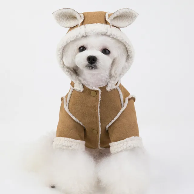Cute Dog Clothes Cat Clothes Teddy Clothes Deerskin Velvet Lapel Jacket Brown - Shop at LoveMi