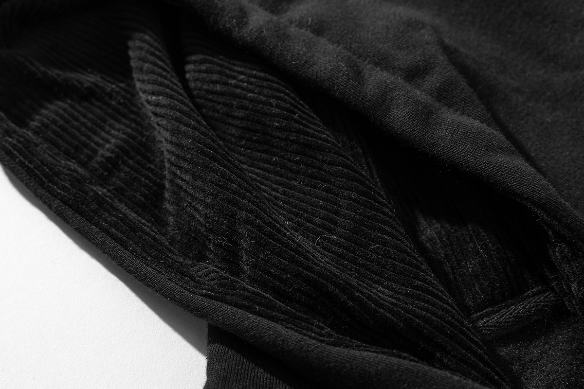 Corduroy Double Hem Shrink Loose Sweatshirt