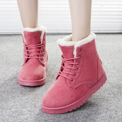 Snow Boots Street Martin Short Boots Women Pink - Shop at LoveMi
