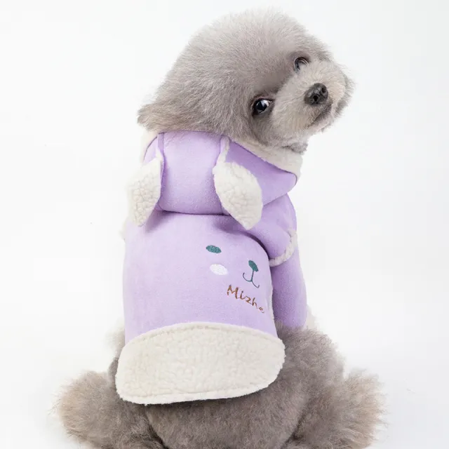 Cute Dog Clothes Cat Clothes Teddy Clothes Deerskin Velvet Lapel Jacket Light Purple - Shop at LoveMi
