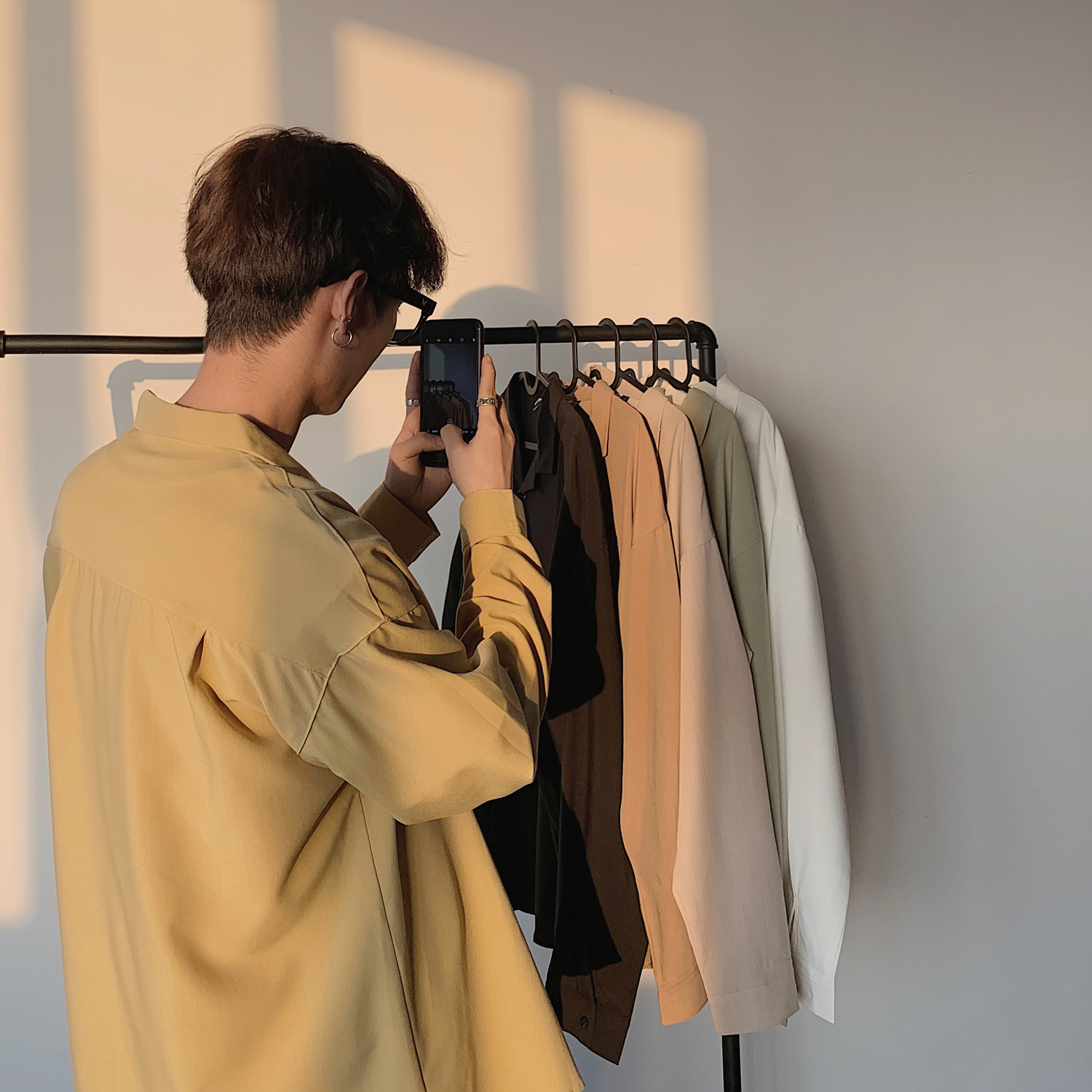 Men's Long-Sleeved Shirt Japanese Trendy Men's Youth Shirt Men