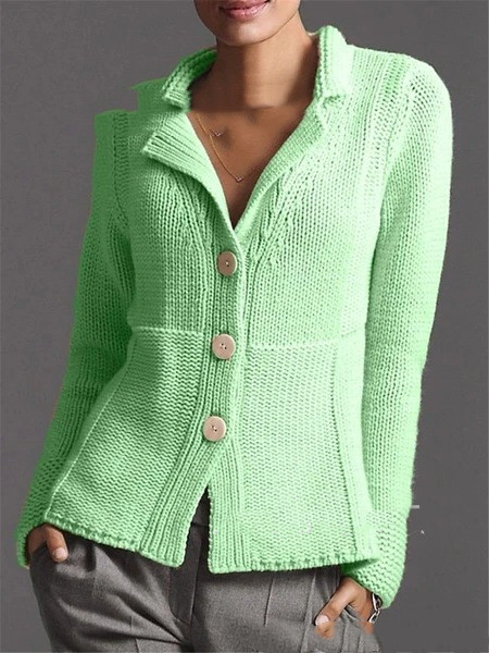 Warm Solid Color Single-Breasted Slim Cardigan Sweater - Picture 7 of 11