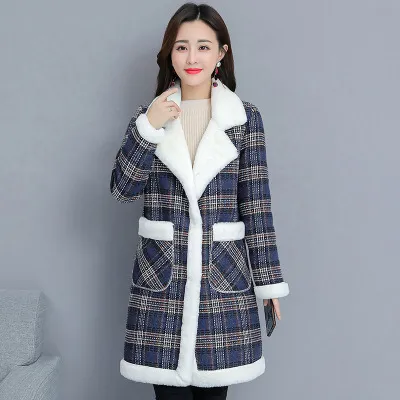 Cashmere Like Thickened Medium Length Cotton Padded Jacket Denim 3Xl - Shop at LoveMi