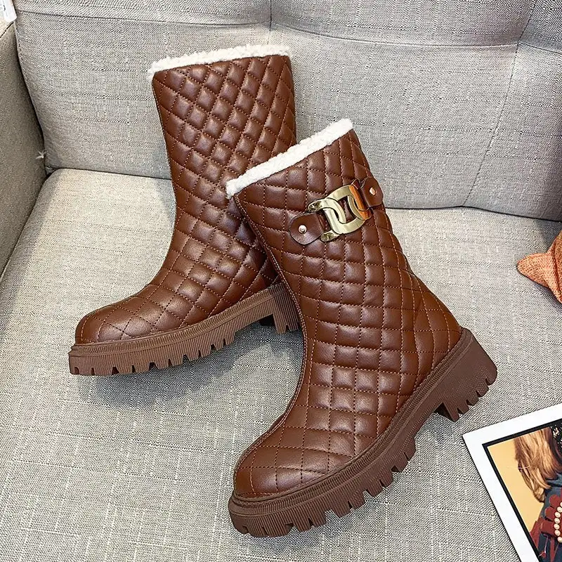 Fashion Trend Casual Flat Heel Mid-tube Boots Platform