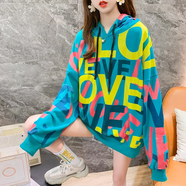 Loose And Thin Student All match Hooded Jacket Long Sleeve Bottoming Shirt Green - Shop at LoveMi