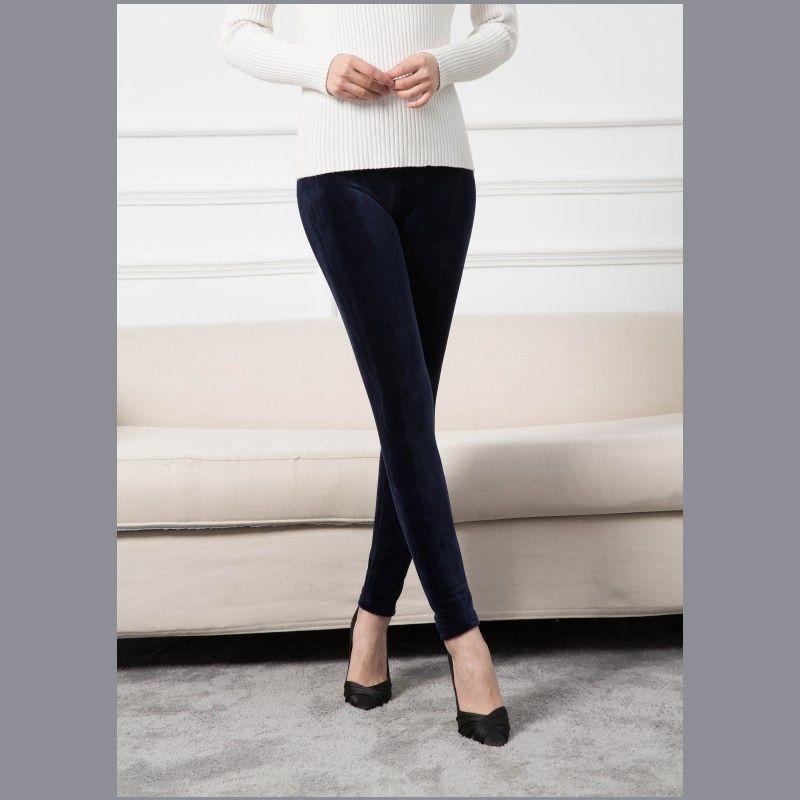 Women's Outer Wear Fleece Stretch Leggings With Small Feet Navy - Shop at LoveMi