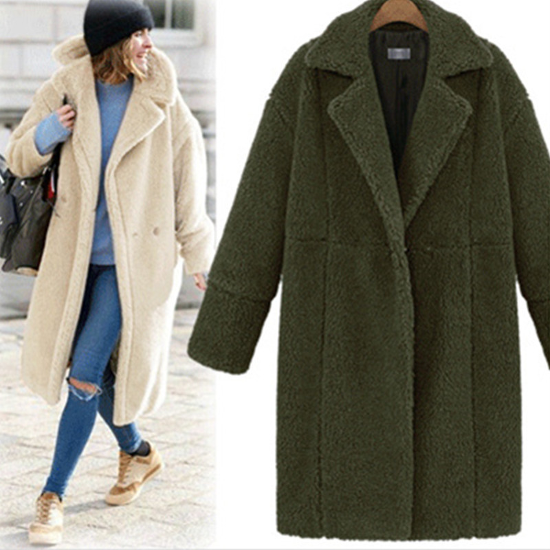 Women's Solid Color Mid Length Woolen Coat Coat Army Green - Shop at LoveMi