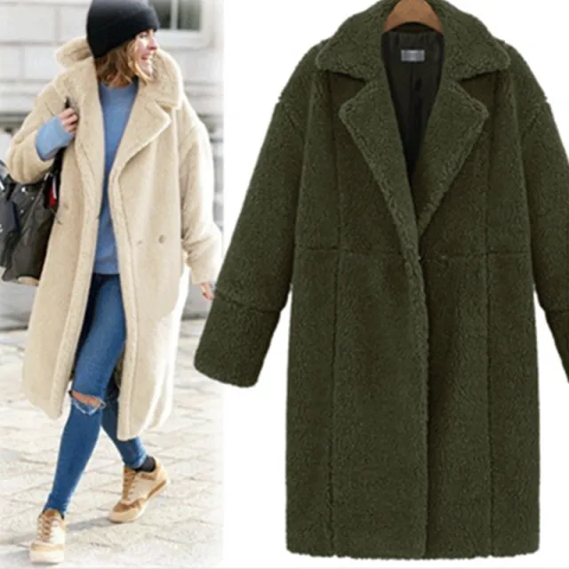 Women's Solid Color Mid Length Woolen Coat Coat Army Green - Shop at LoveMi