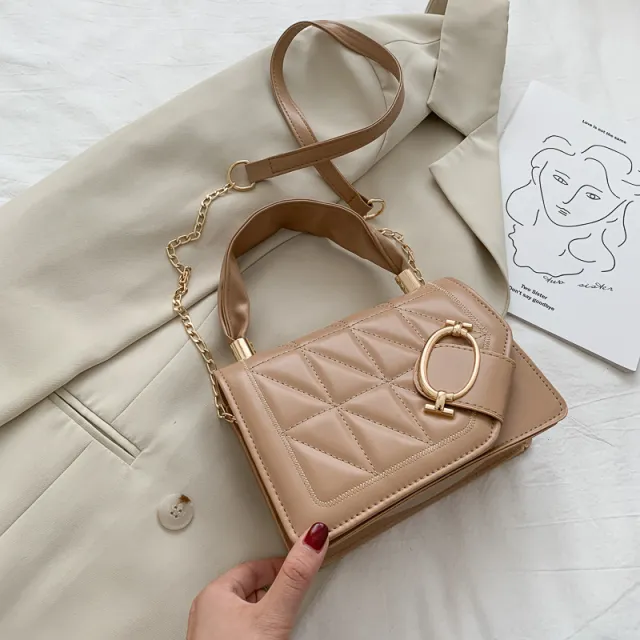Fashion Portable Small Square Bag With Chain Shoulder Khaki - Shop at LoveMi