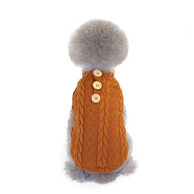 Woolen Cotton Vest Pet Clothing Small Dog Sweater Brown - Shop at LoveMi