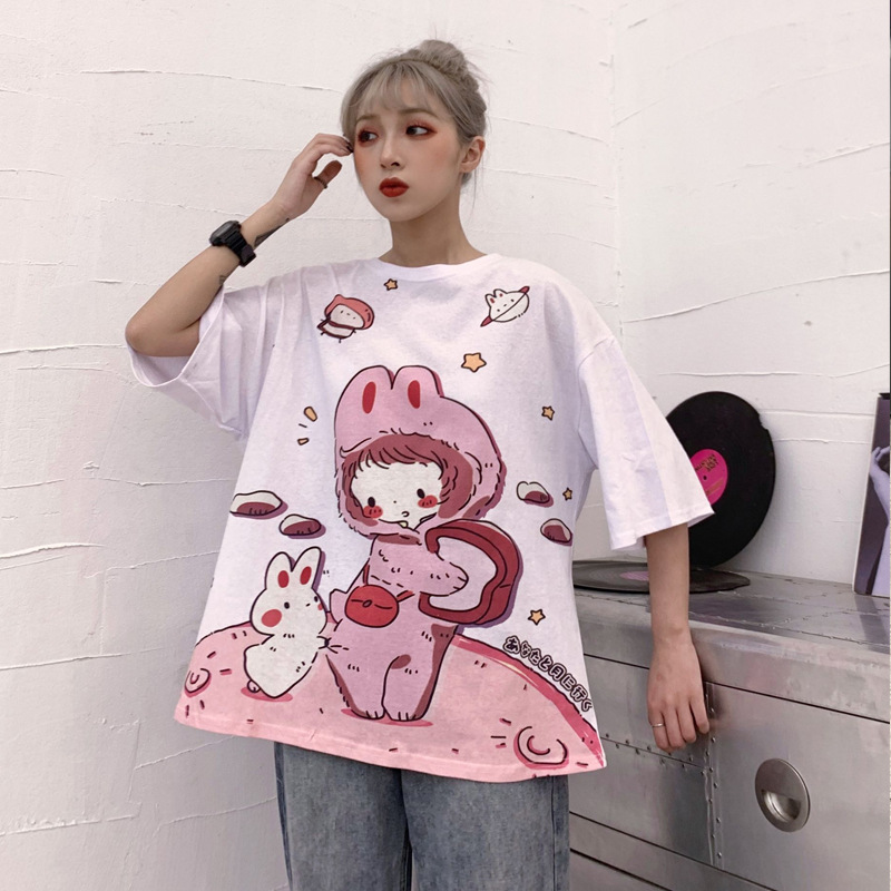 Student Loose Bf Short Sleeve T-Shirt Female Spring