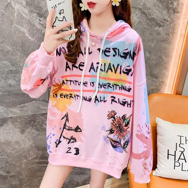Personalized Fashion Cartoon Graffiti Sweater Pink - Shop at LoveMi