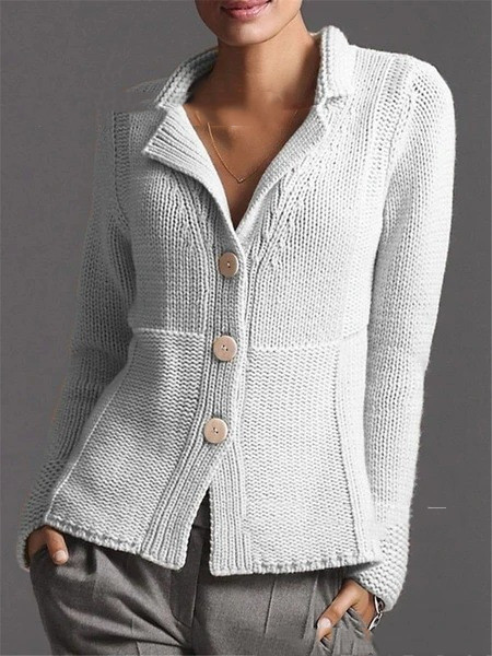 Warm Solid Color Single-Breasted Slim Cardigan Sweater - Picture 8 of 11