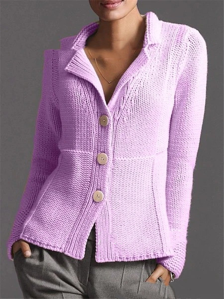 Warm Solid Color Single-Breasted Slim Cardigan Sweater - Picture 10 of 11