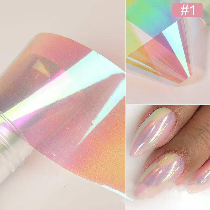 Marble Series Nail Foils Aurora Nail Art Transfer Sticker Paper Flower Pattern Slider Nail Art Decals Decoration Nails Art DIY - Colorful Aurora