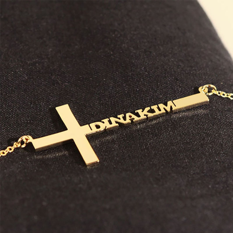 Cross Necklace Personalized Name Stainless Steel Clavicle Necklace
