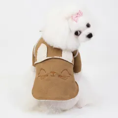 Cute Dog Clothes Cat Clothes Teddy Clothes Deerskin Velvet Lapel Jacket - Light Brown - View 1